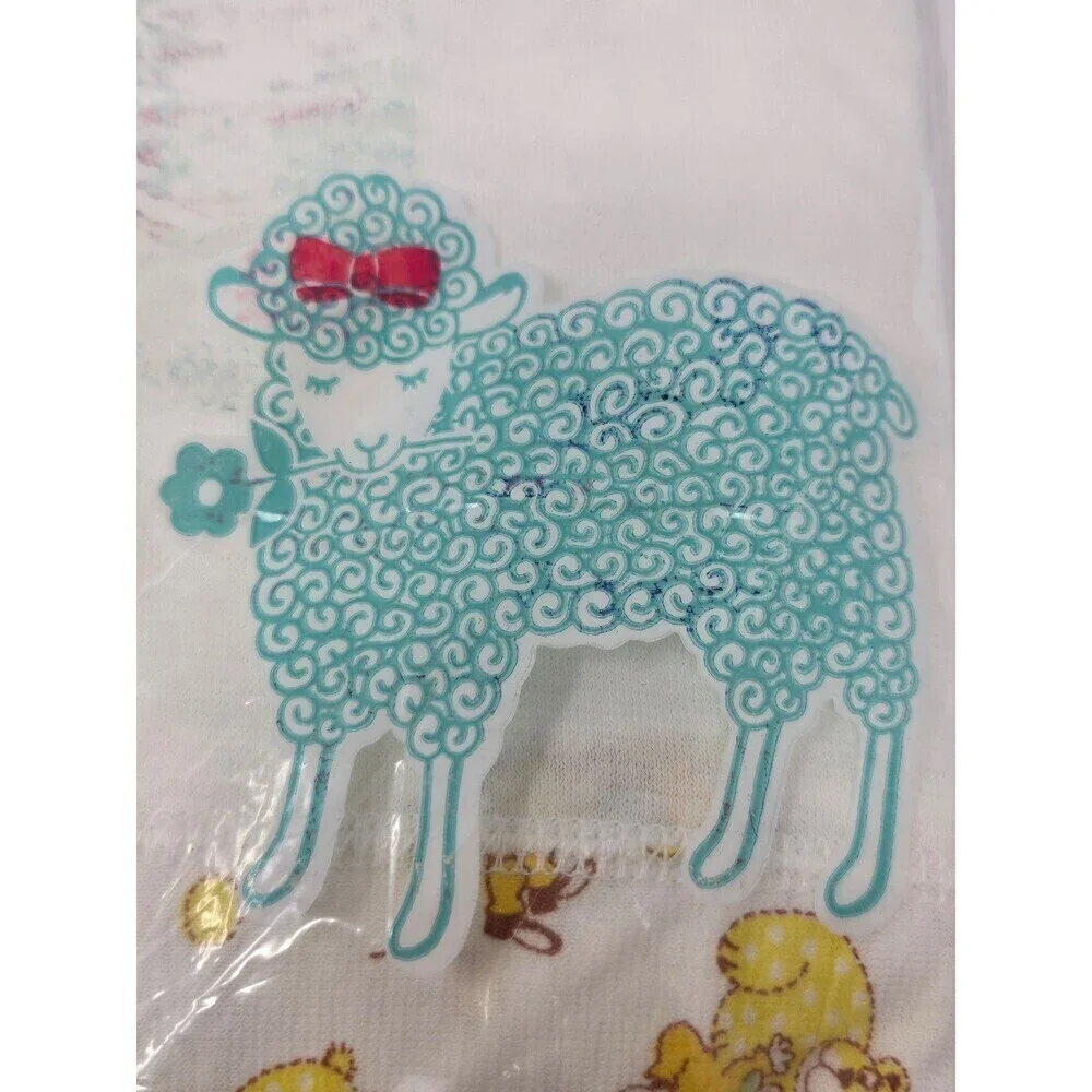 NOS VINTAGE CARTER'S CRIB TOP SHEET WHITE YELLOW CLOWNS BEARS  COTTON KNIT